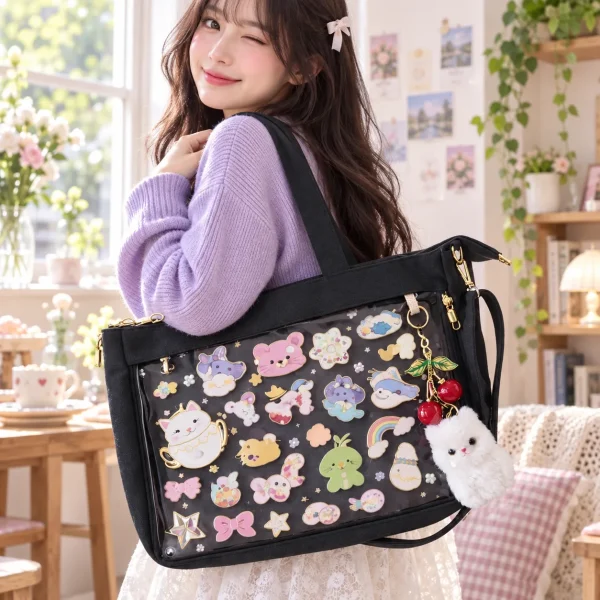 large-ita-shoulder-bag-with-clear-window-for-pin-display featured product image - YourItBag