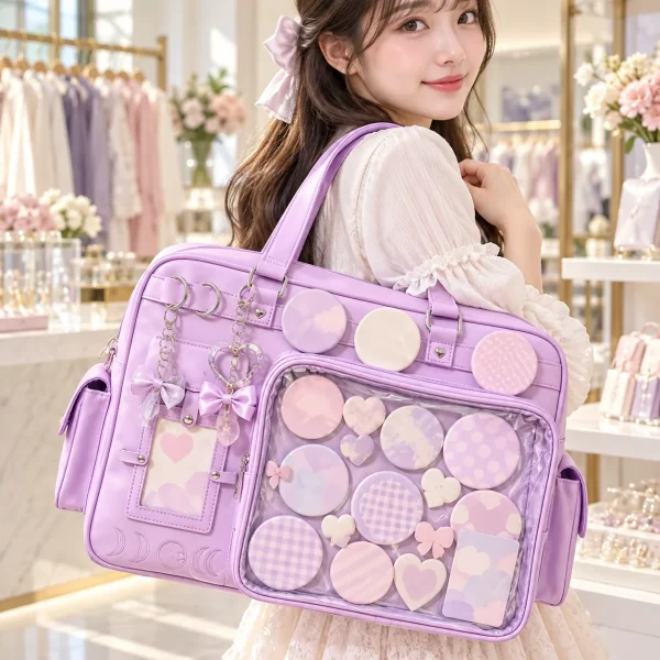 large-pink-ita-bag-with-clear-window-for-plushies-and-pins featured product image - YourItBag
