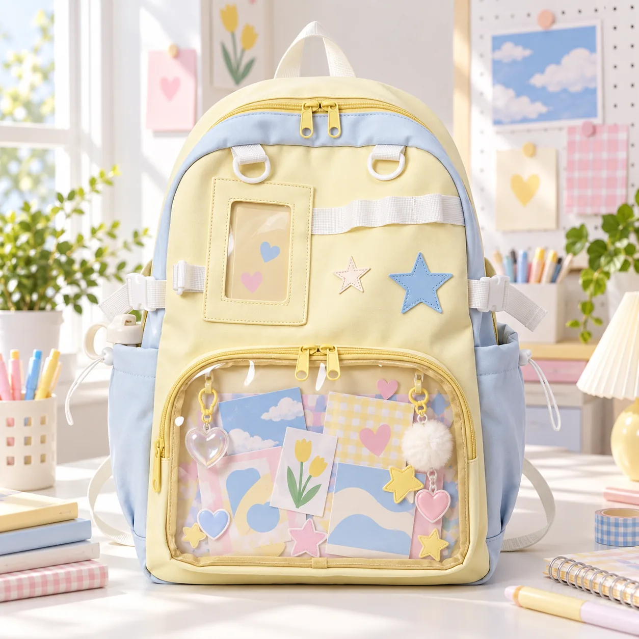 large-yellow-kawaii-y2k-ita-backpack-with-clear-window-for-photocards-and-pins-4481711661 | YourItBag large-yellow-kawaii-y2k-ita-backpack-with-clear-window-for-photocards-and-pins-4481711661 featured product image - YourItBag