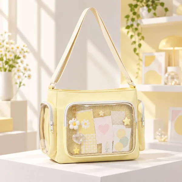large-yellow-kawaii-y2k-ita-backpack-with-clear-window-for-pin-display featured product image - YourItBag