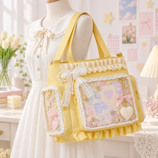 large-yellow-kawaii-y2k-ita-backpack-with-clear-window-for-pin-display-4480519630 featured product image - YourItBag