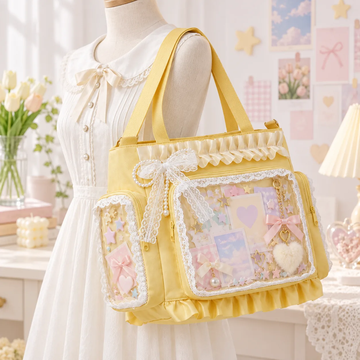 large-yellow-kawaii-y2k-ita-backpack-with-clear-window-for-pin-display-4480519630 | YourItBag large-yellow-kawaii-y2k-ita-backpack-with-clear-window-for-pin-display-4480519630 featured product image - YourItBag