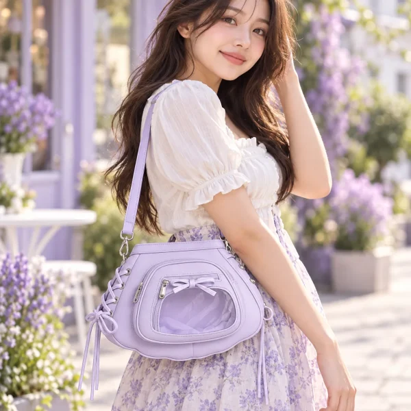 purple-kawaii-convertible-ita-bag-with-clear-window-for-pin-display featured product image - YourItBag